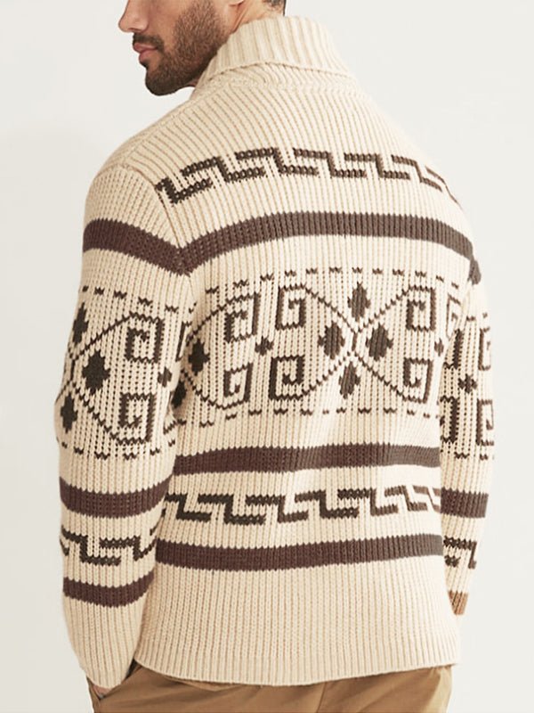 Joel | Men's Shawl Collar Patterned Cardigan - Image 4