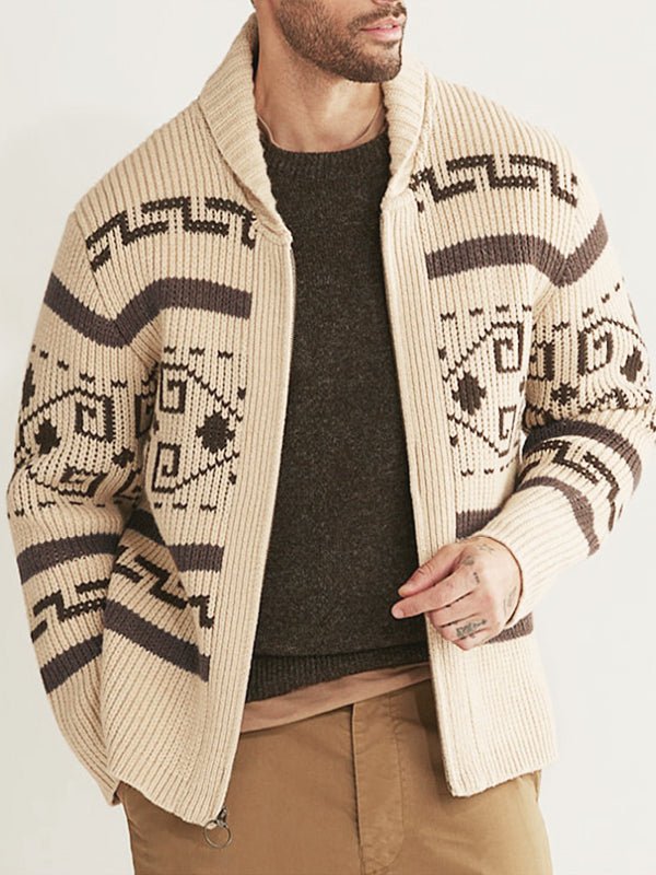 Joel | Men's Shawl Collar Patterned Cardigan - Image 1