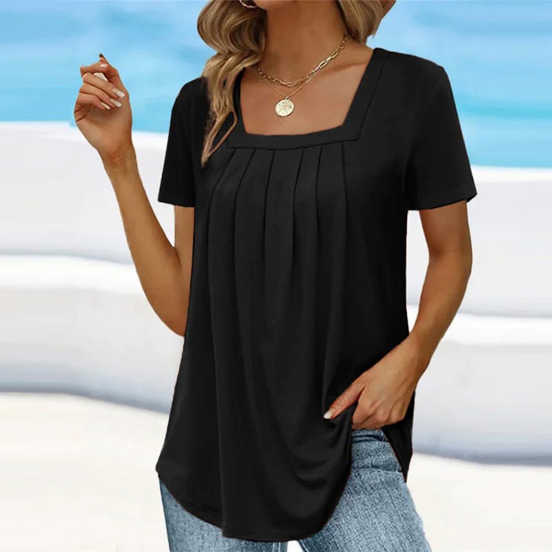 Image of Michaela | Women's Square Neck Pleated Top