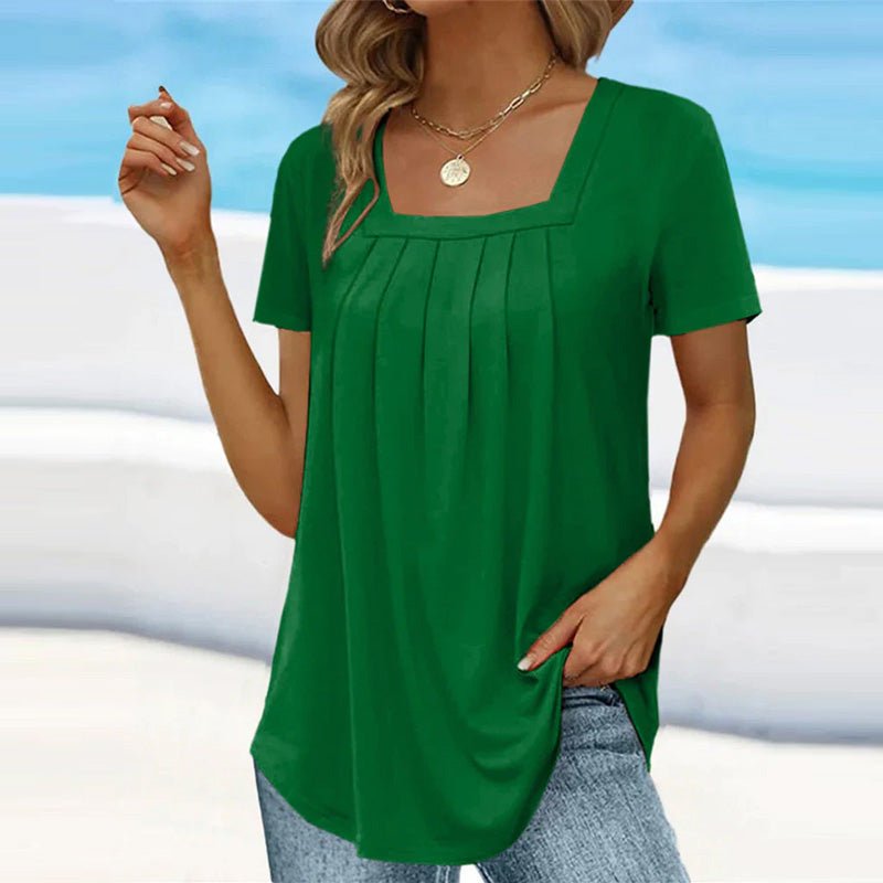 Image of Michaela | Women's Square Neck Pleated Top