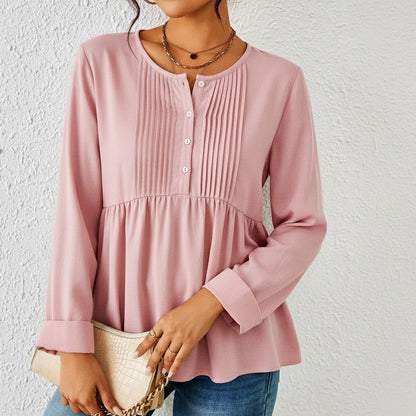 Image of Michelle | Women's Long Sleeve Button Front Peplum Blouse