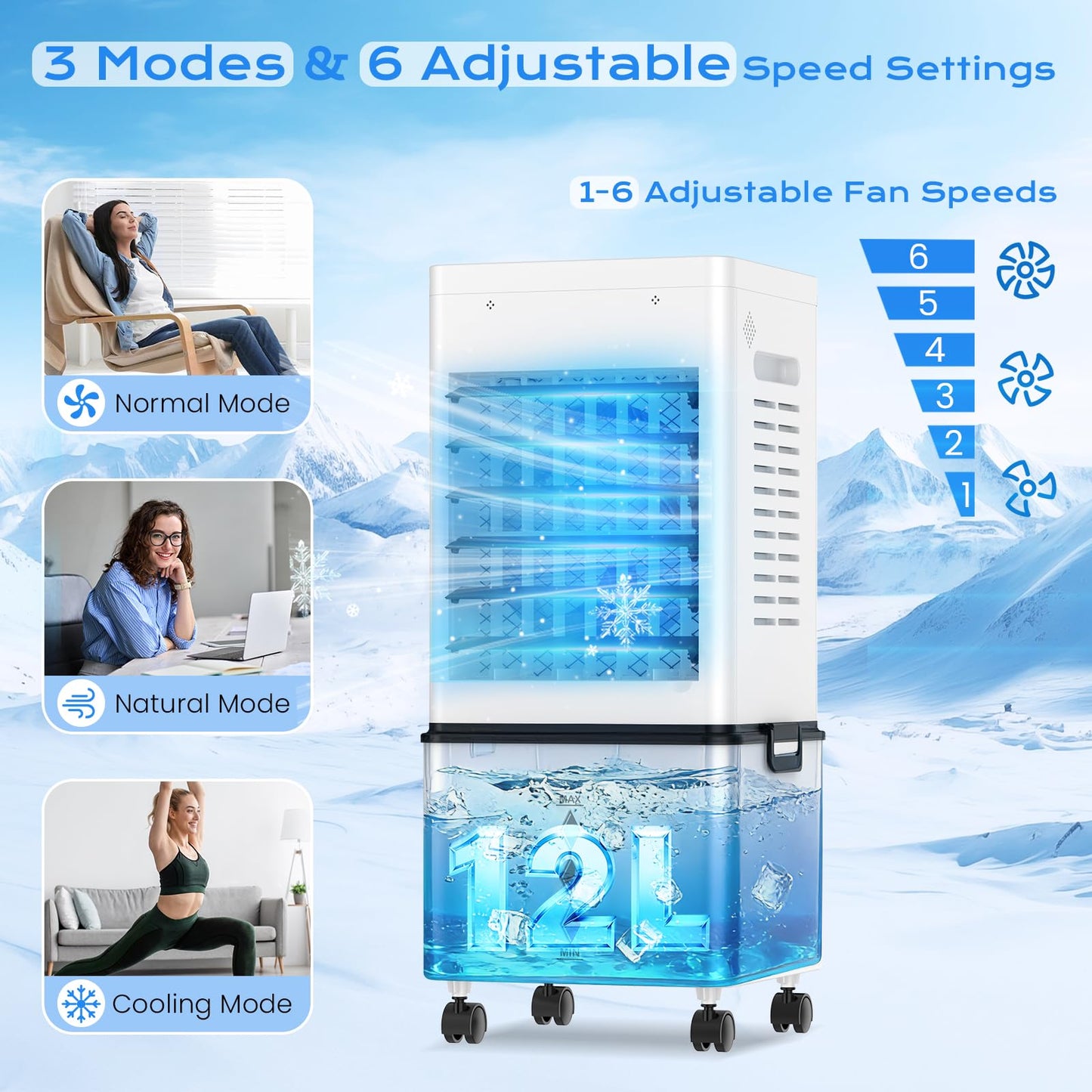 Mobile Evaporative Cooler with 12L Tank & Remote