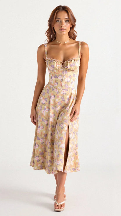 Nora | Elegant Floral Bustier Midriff Waist Shaper Dress - Image 3