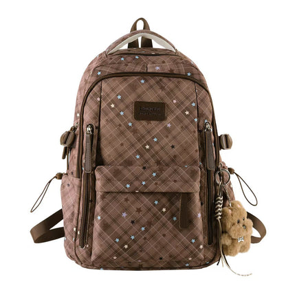 Multi-Compartment Star-Patterned Backpack