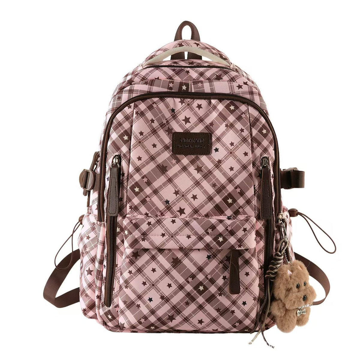 Multi-Compartment Star-Patterned Backpack