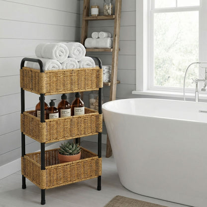 Multi-Tier Woven Bathroom Organizer Basket