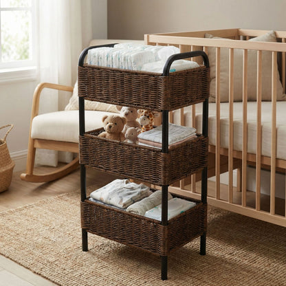 Multi-Tier Woven Bathroom Organizer Basket