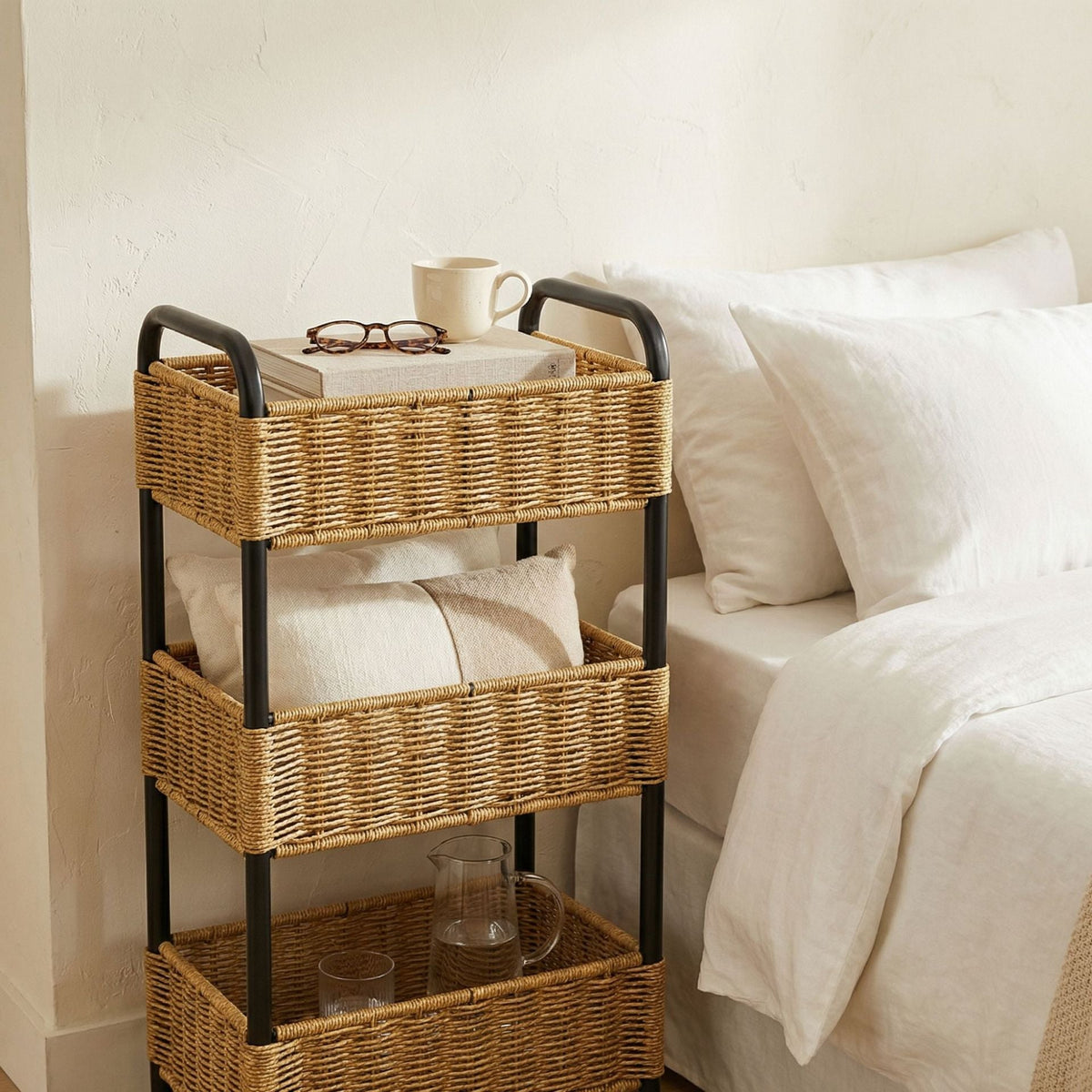 Multi-Tier Woven Bathroom Organizer Basket