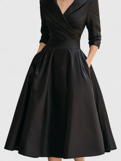 Image of Nadia | Women's V-Neck A-Line Midi Dress