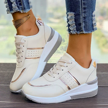 Nicolette | Women's Lace-Up Metallic Accent Sneakers - Image 1