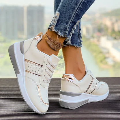 Nicolette | Women's Lace-Up Metallic Accent Sneakers - Image 2