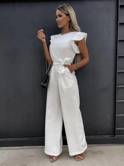 Image of Noelle | Women's Wide Leg Tie Waist Jumpsuit