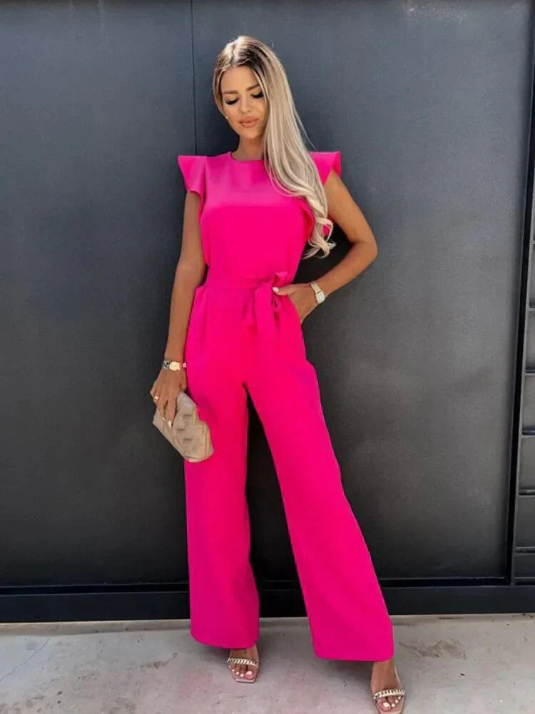 Image of Noelle | Women's Wide Leg Tie Waist Jumpsuit