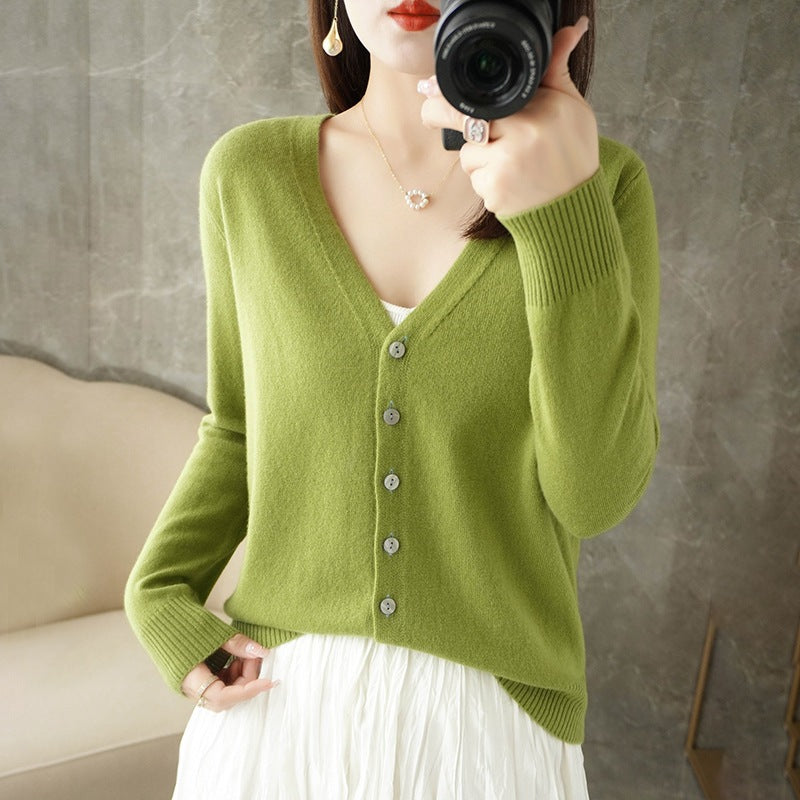Joy | Women's V-Neck Button-Front Long Sleeve Cardigan - Image 8