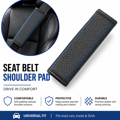 Padded Anti-Slip Quilted Seat Belt Shoulder Cushion with Reinforced Stitching