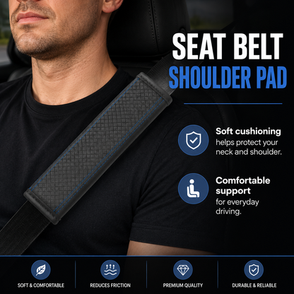 Padded Anti-Slip Quilted Seat Belt Shoulder Cushion with Reinforced Stitching