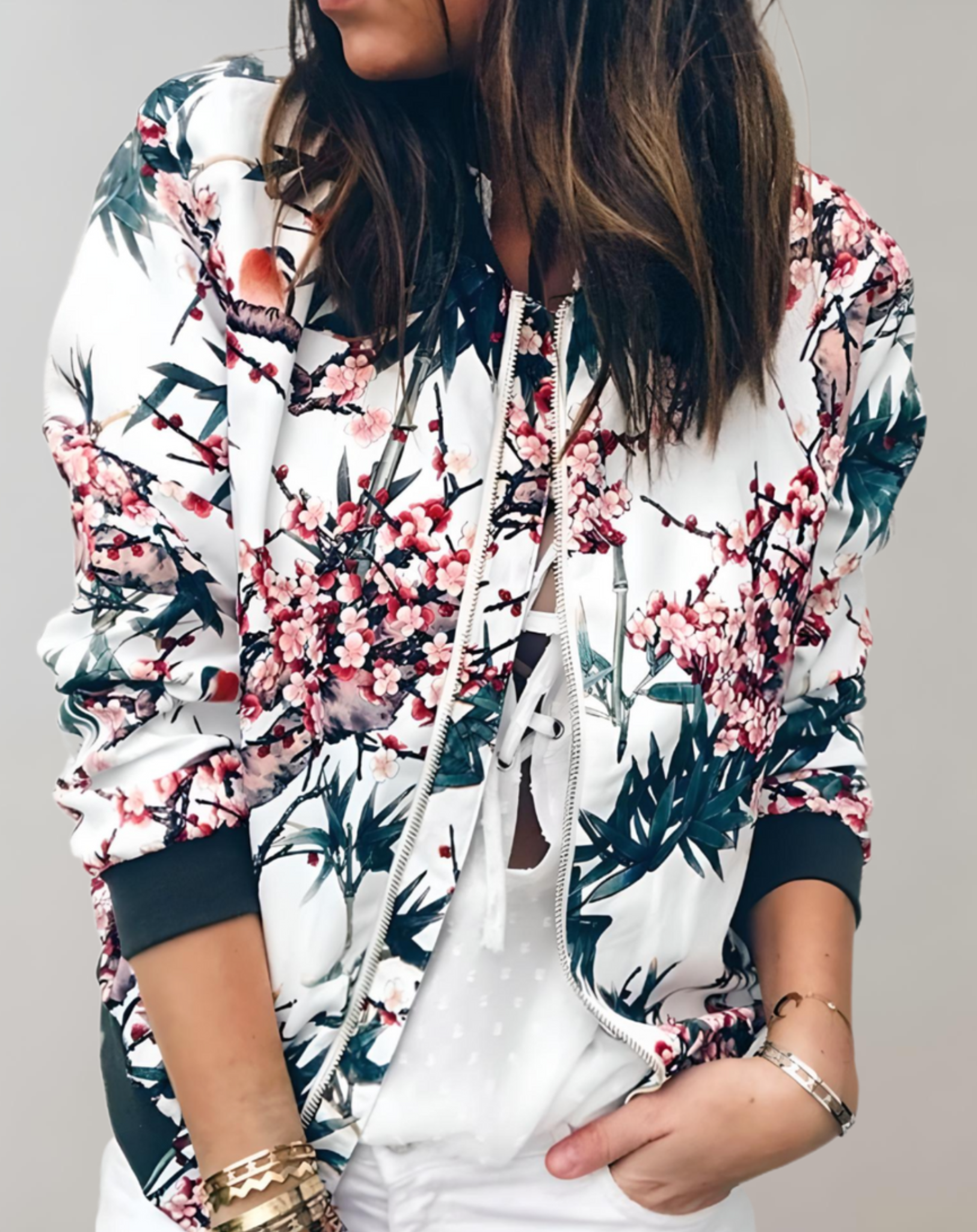 Phyllis | Stylish Floral Bomber Jacket for Women - Image 1