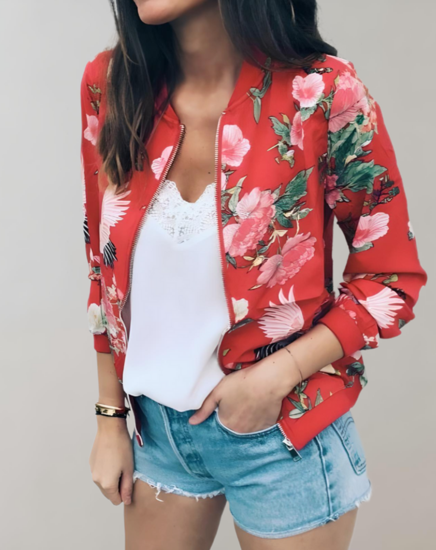 Phyllis | Stylish Floral Bomber Jacket for Women - Image 4