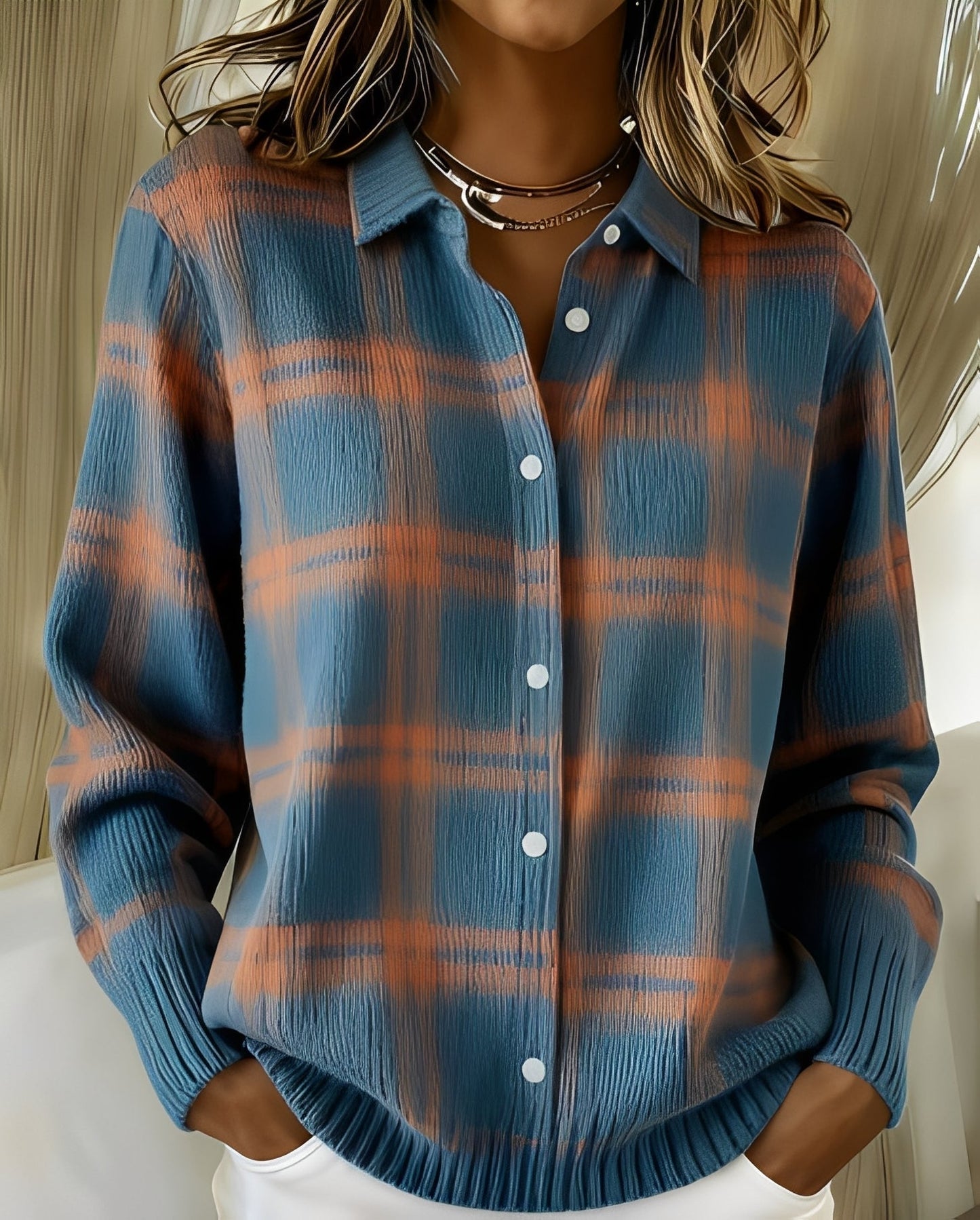 Image of Peggy | Women's Long Sleeve Button-Down Blouse