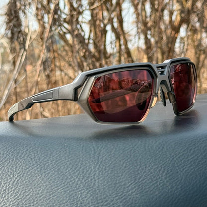 Photochromic Polarized Sports Sunglasses with Night-Enhancing Lenses and Tactical Wrap Frame