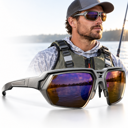 Photochromic Polarized Sports Sunglasses with Night-Enhancing Lenses and Tactical Wrap Frame