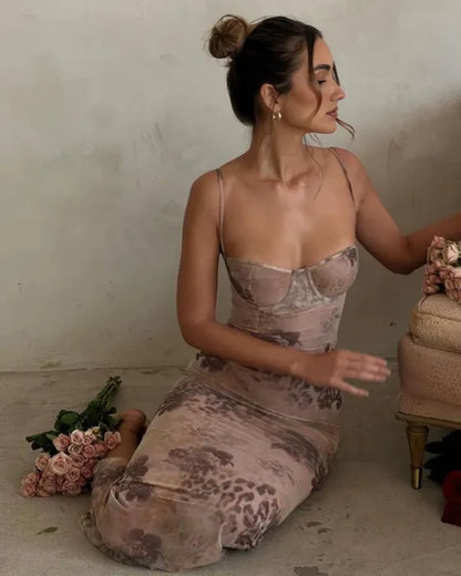 Charlene | Elegant Sheer Maxi Dress in Earthy Tones - Image 13