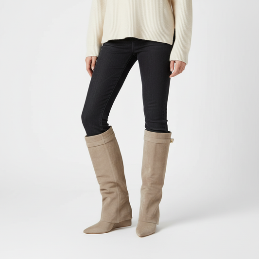 Pointed Boots with Hidden Wedge Heel