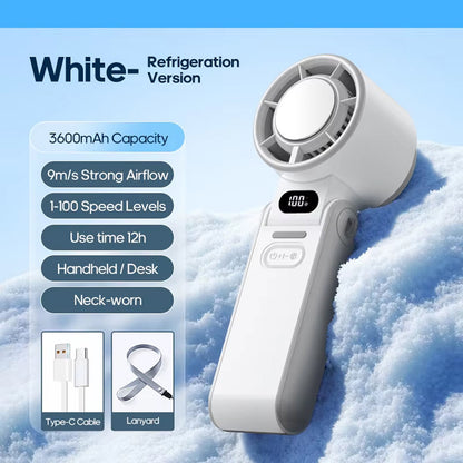 Portable Handheld Cooler Fan with 100 Speeds & Turbo Airflow
