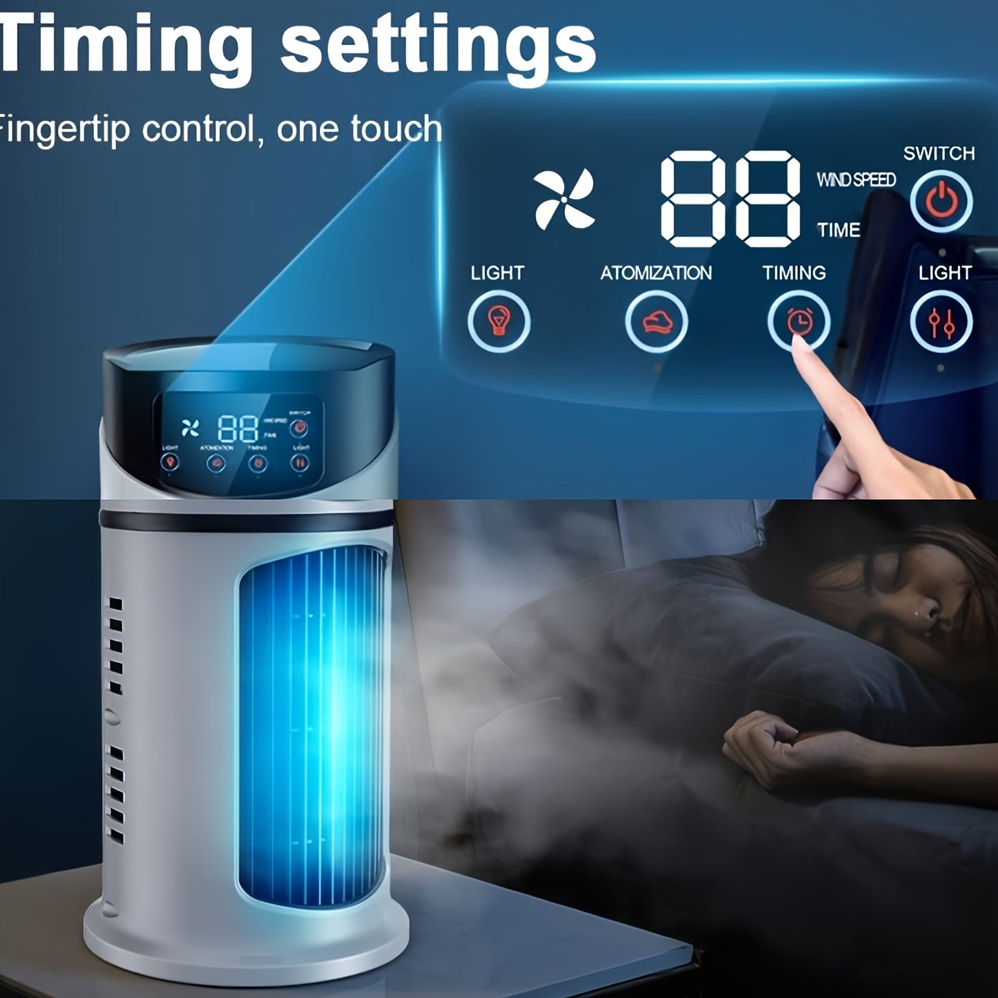 Portable Personal Air Cooler & Humidifier with LED Light
