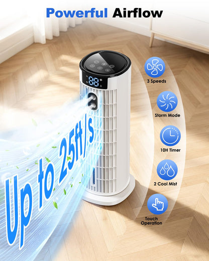 Portable Tower Fan Cooler with Humidifier & Remote