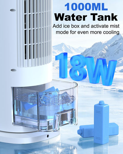 Portable Tower Fan Cooler with Humidifier & Remote