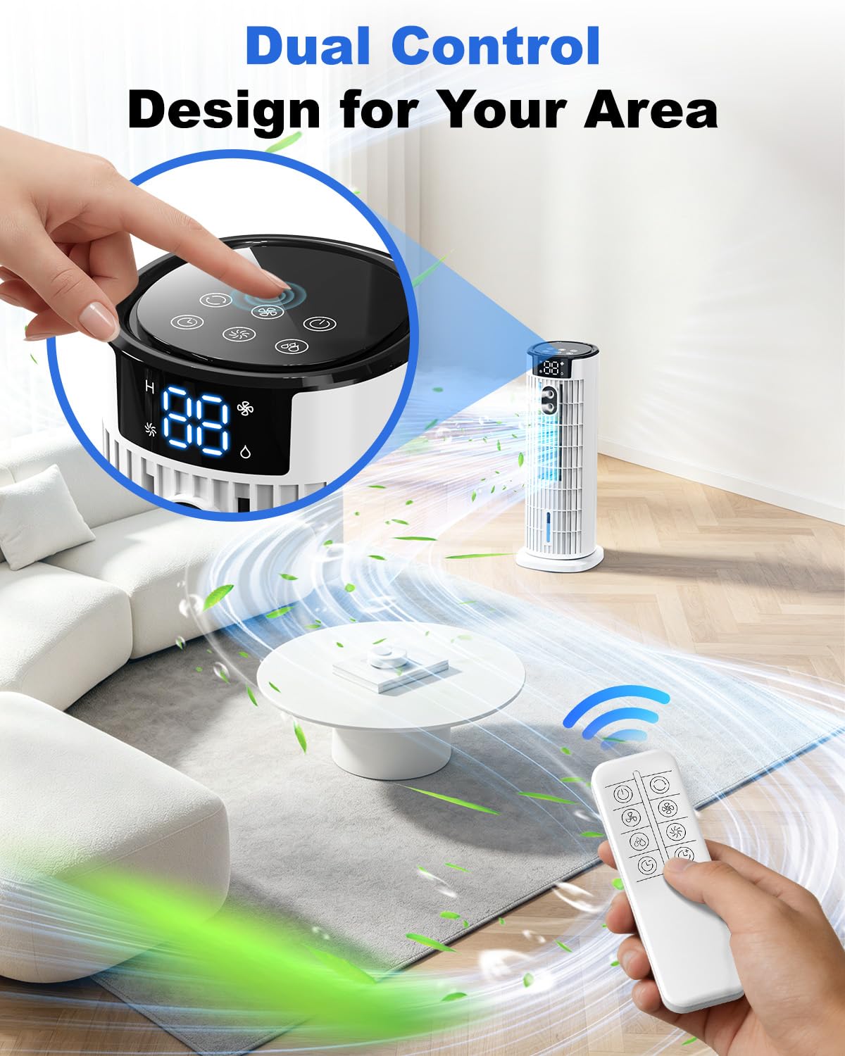 Portable Tower Fan Cooler with Humidifier & Remote