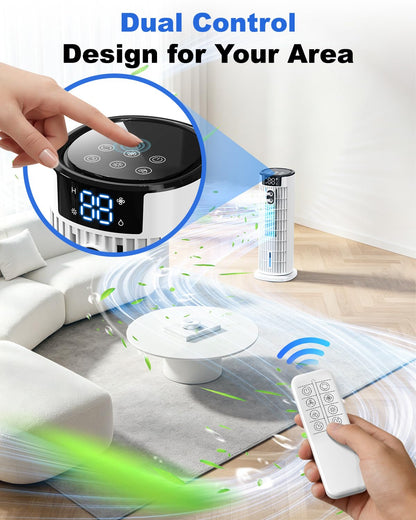 Portable Tower Fan Cooler with Humidifier & Remote