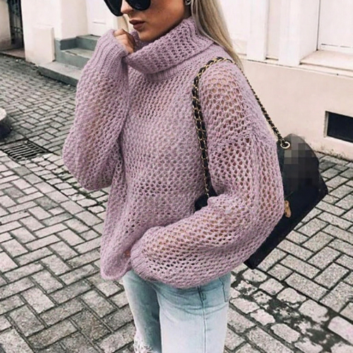 Priscilla | Women's Oversize Chunky Knit Turtleneck Jumper - Image 1