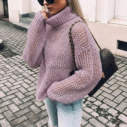 Priscilla | Women's Oversize Chunky Knit Turtleneck Jumper - Image 1