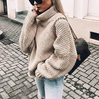 Priscilla | Women's Oversize Chunky Knit Turtleneck Jumper - Image 3