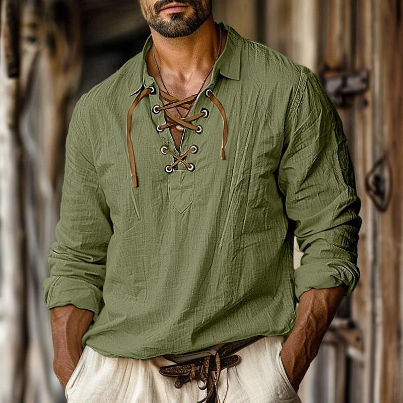 Josephus | Stylish Henry Linen Long Sleeve Shirt for Men - Image 3