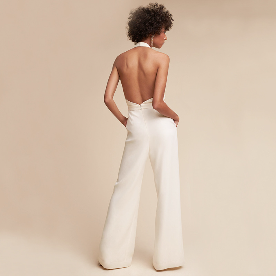 Image of Rose | Women's Halter Neck Backless Jumpsuit