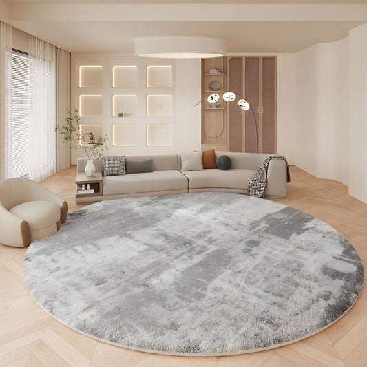 Round Lambswool Nordic Abstract Grey Rug