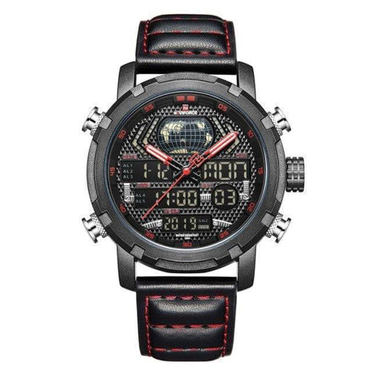 Rugged Men's Sport Quartz Leather Watch
