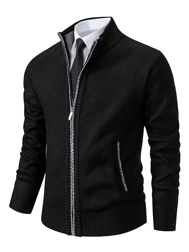 Chad | Men's Full-Zip Ribbed Knit Cardigan - Image 8