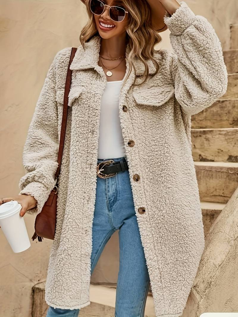 Sage | Women's Oversized Sherpa Coat - Image 1