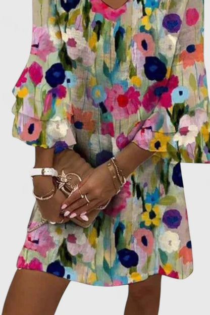 Image of Sandra | Women's V-Neck Mini Floral Dress