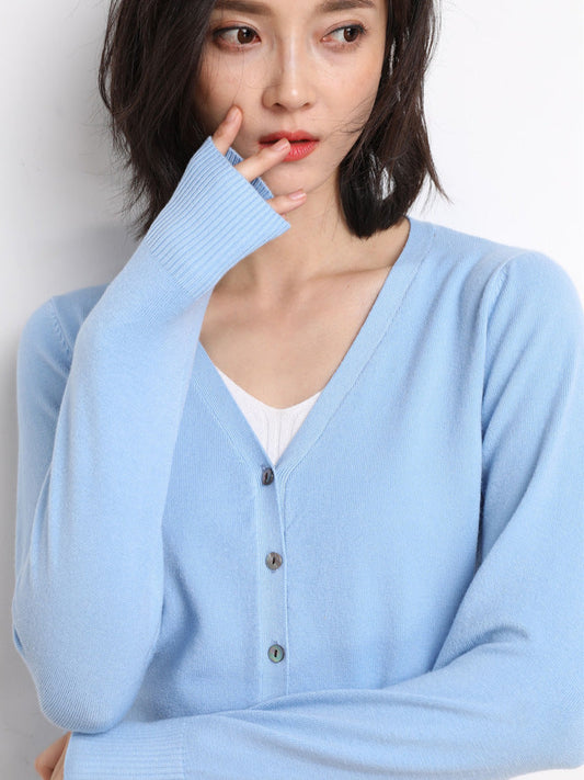 Joy | Women's V-Neck Button-Front Long Sleeve Cardigan - Image 1