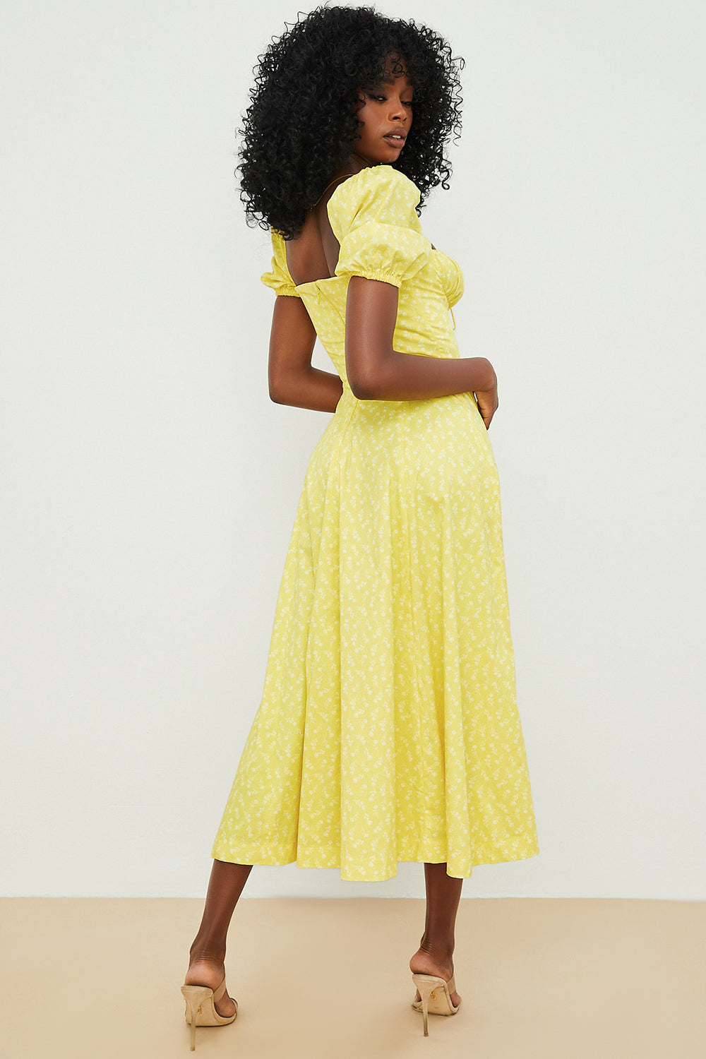 Kiara | Feminine Puff Sleeve Midi Dress - Image 12