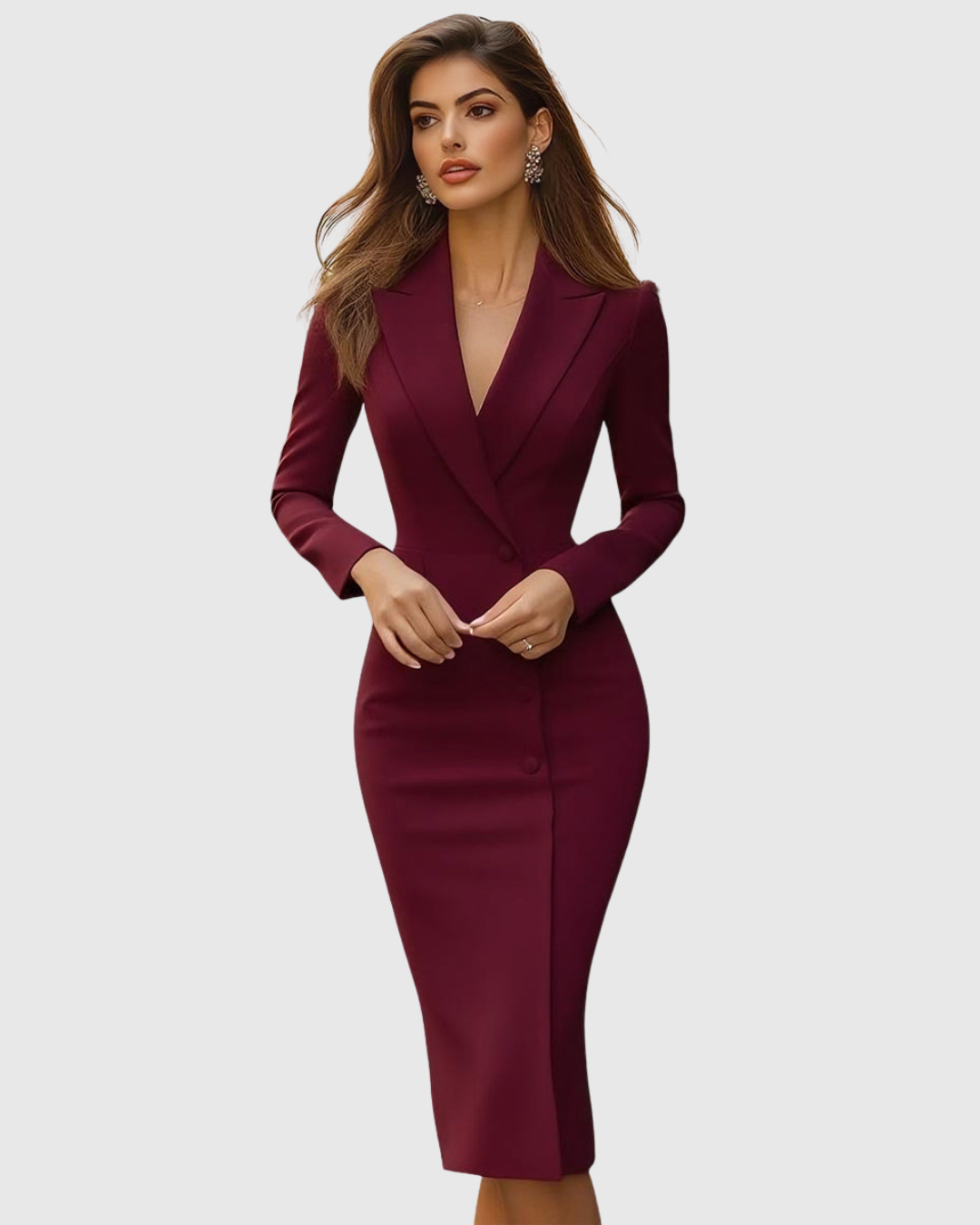 Image of Teresa | Women's V-Neck Bodycon Midi Dress