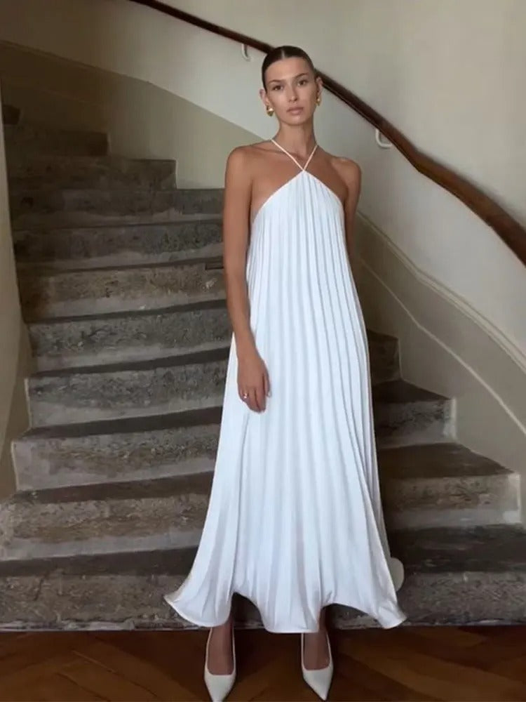 Image of Tiffany | Women's Sleeveless Pleated Maxi Dress