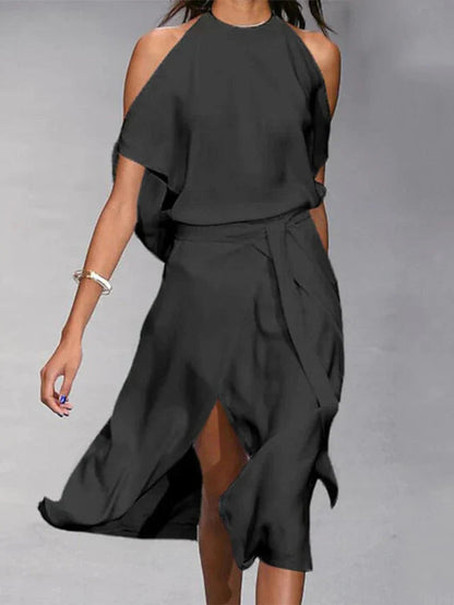 Image of Tina | Women's Sleeveless Wrap Midi Dress