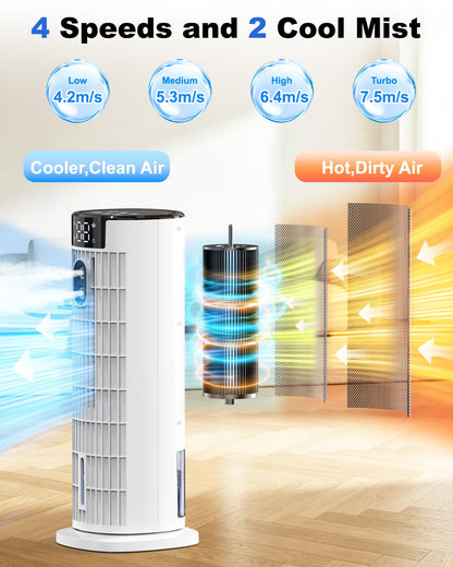 Tower Fan Air Cooler with Humidifier and Remote