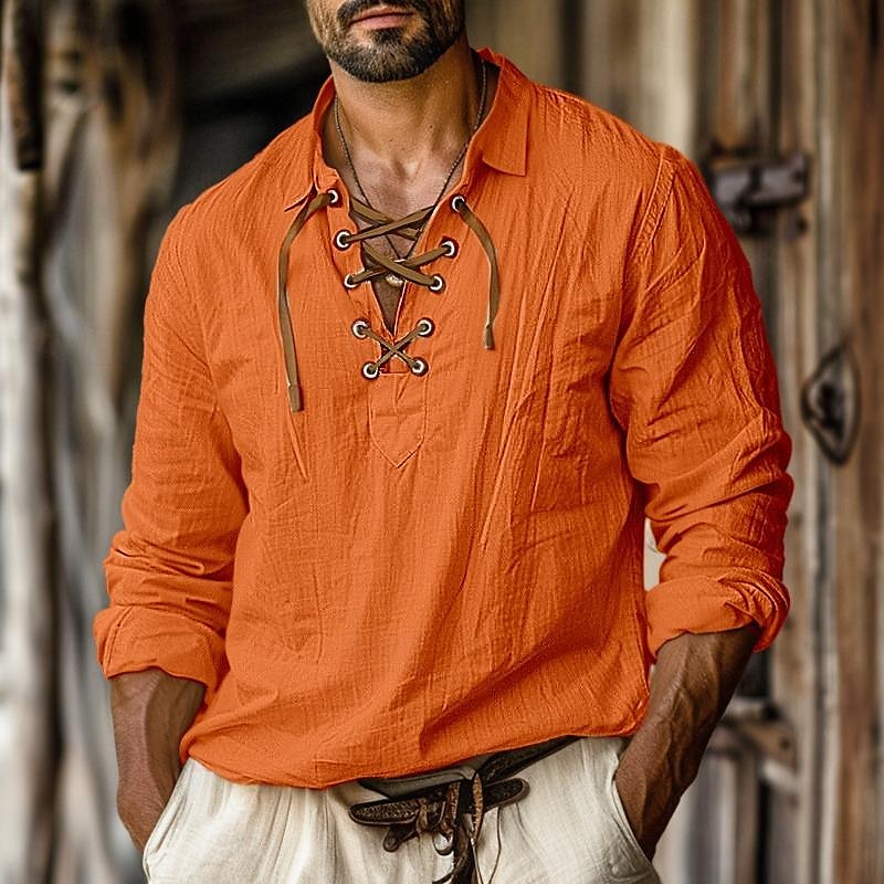 Josephus | Stylish Henry Linen Long Sleeve Shirt for Men - Image 1